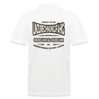 Unzurechnungsfähig Büro, Arbeit, Morgenmuffel - Männer Poloshirt - Weiß - Hinten - Kai (181cm)
