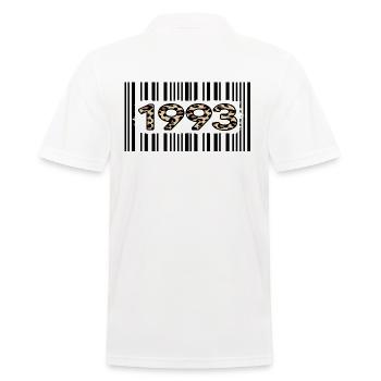 1993 birthday 29 years anniversary barcode leopard - Men's Polo Shirt - white - Back - Kai (181cm)