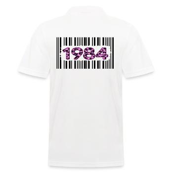 Birthday 1984 Anniversary Barcode Pink Leopard - Men's Polo Shirt - white - Back - Kai (181cm)