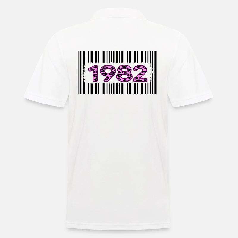 1982 Anniversaire Barcode Pink Leopard - Polo Homme - blanc