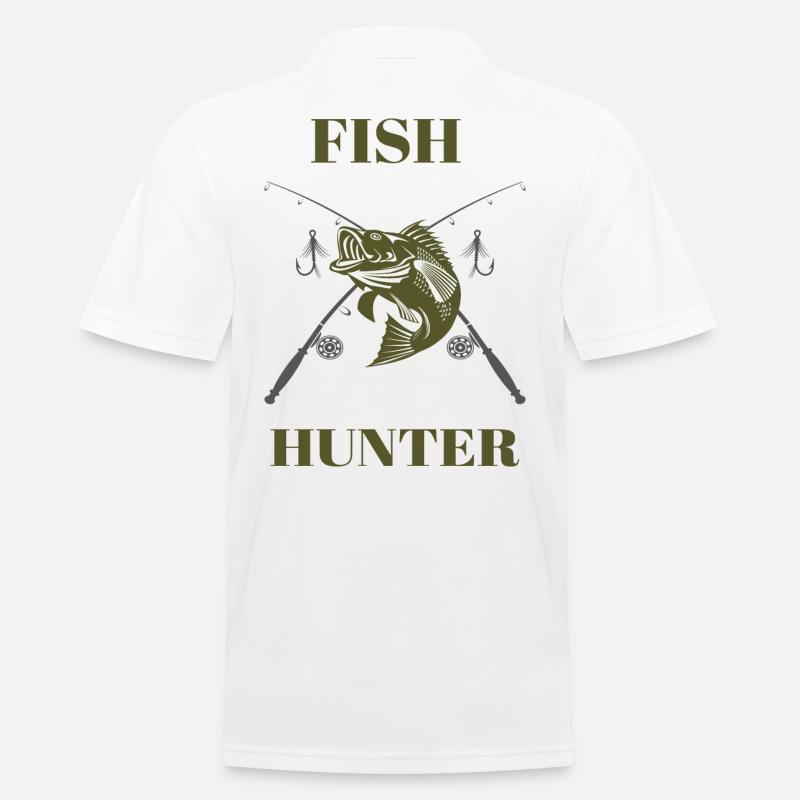 Fish Hunter Tshirt Angler Geschenk - Männer Poloshirt - Weiß