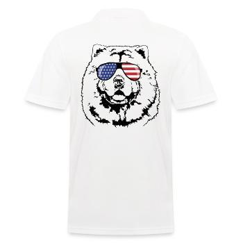 CHOW CHOW Amerika Fahne Sonnenbrille Wilsigns - Männer Poloshirt - Weiß - Hinten - Kai (181cm)