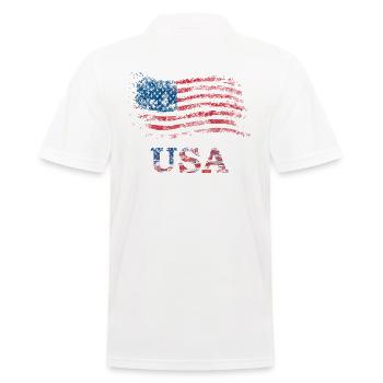 USA America fan flag banner font vintage - Men's Polo Shirt - white - Back - Kai (181cm)
