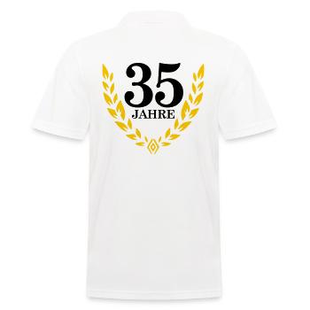 Jubiläum 35 Jahre Lorbeerkranz - Männer Poloshirt - Weiß - Hinten - Kai (181cm)