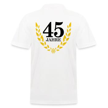Jubiläum 45 Jahre Lorbeerkranz - Männer Poloshirt - Weiß - Hinten - Kai (181cm)