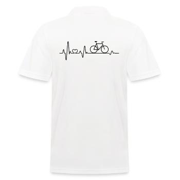 EKG heartbeat pulse bike ride bike road bike - Men's Polo Shirt - white - Back - Kai (181cm)