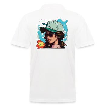 Pyro-Mädchen - Männer Poloshirt - Weiß - Hinten - Kai (181cm)