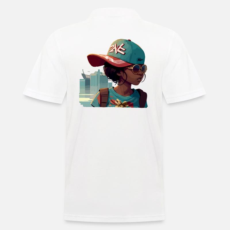 Urbanes Mädchen mit Sonnenbrille - Männer Poloshirt - Weiß
