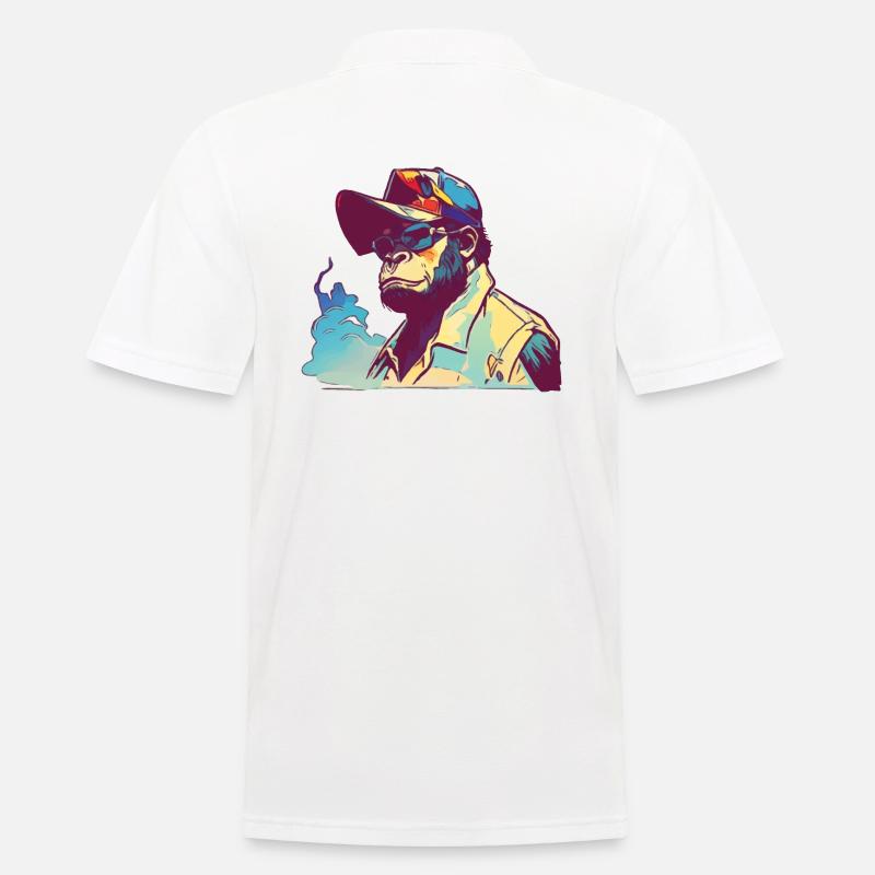 Gorilla mit Sonnenbrille - Männer Poloshirt - Weiß