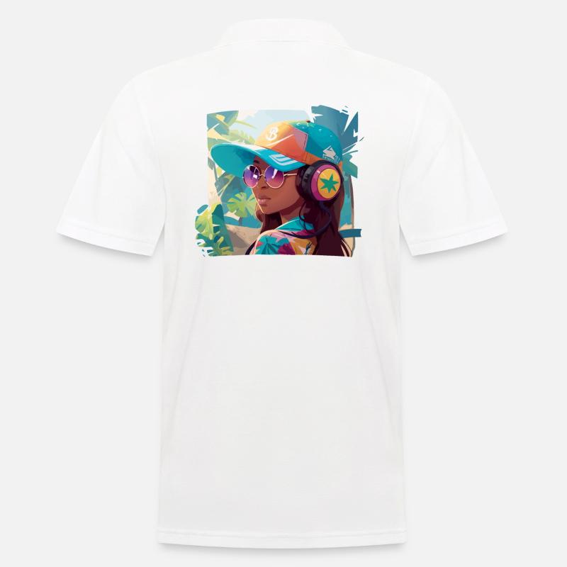 Mädchen mit Kopfhörern - Männer Poloshirt - Weiß
