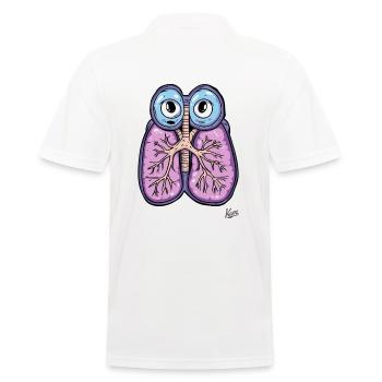 Drôles de poumons avec des yeux : respirez profondément ! - Polo Homme - blanc - Dos - Kai (181cm)