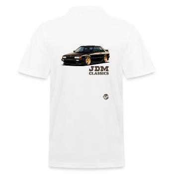 Japanese Retro Vintage Classic JDM - Men's Polo Shirt - white - Back - Kai (181cm)