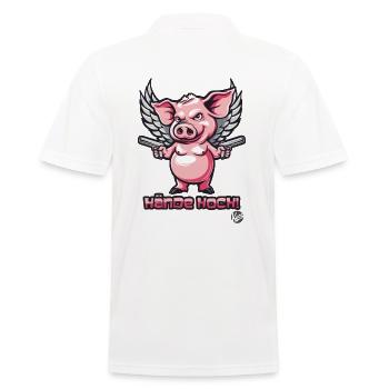 Hands Cartoon Pig with Wings - Men's Polo Shirt - white - Back - Kai (181cm)