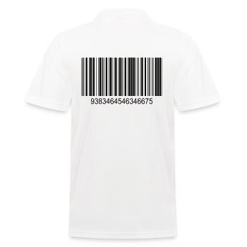 Barcode / Strichcode in Schwarz mit Zahlen - Männer Poloshirt - Weiß - Hinten - Kai (181cm)