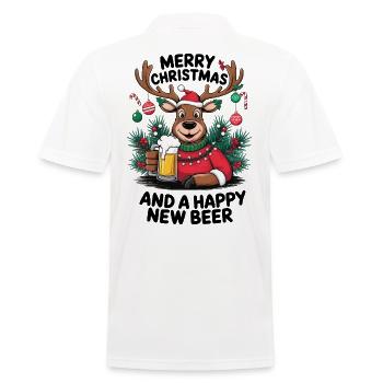 Rentier Bier Weihnachten Neujahr Silvester lustig - Männer Poloshirt - Weiß - Hinten - Kai (181cm)