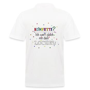 Konfetti? Ich werf gleich mit dem Locher! - Männer Poloshirt - Weiß - Hinten - Kai (181cm)