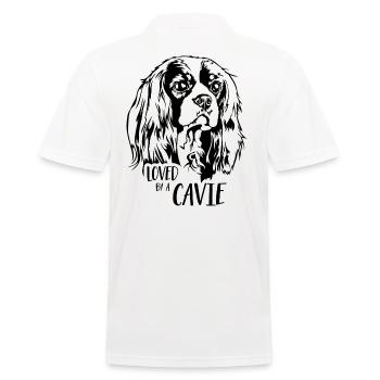 Cavalier King Charles Spaniel loved by a Cavie - Men's Polo Shirt - white - Back - Kai (181cm)