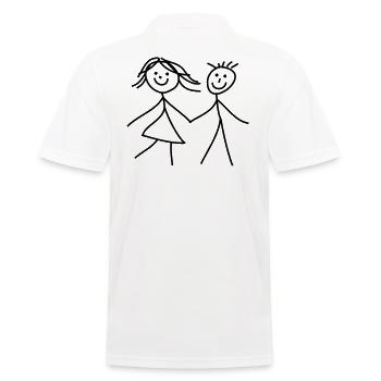 Bonhomme allumette fille garçon frère soeur - Polo Homme - blanc - Dos - Kai (181cm)