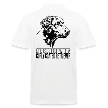 Curly Coated Retriever life is better Wilsigns - Men's Polo Shirt - white - Back - Kai (181cm)