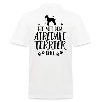 DIE MIT AIREDALE TERRIER GEHT Wilsigns Hundespruch - Männer Poloshirt - Weiß - Hinten - Kai (181cm)