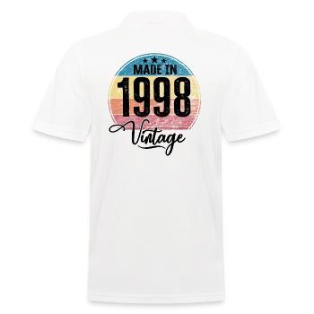 Vintage Made in 1998 Year of birth 1998 Birthday - Men's Polo Shirt - white - Back - Kai (181cm)