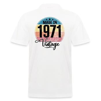 Vintage Made in 1971 Year of birth 1971 Birthday - Men's Polo Shirt - white - Back - Kai (181cm)