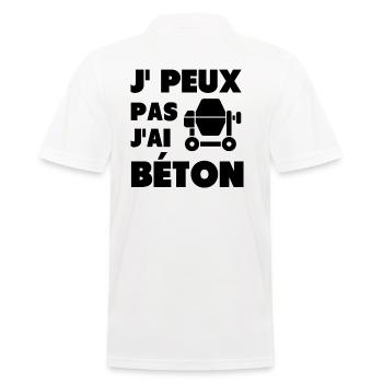 t-shirt humour maçon jai béton cadeau homme - Polo Homme - blanc - Dos - Kai (181cm)