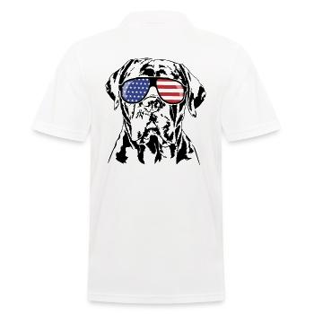CANE CORSO ITALIANO America Flag Glasses Wilsigns - Men's Polo Shirt - white - Back - Kai (181cm)