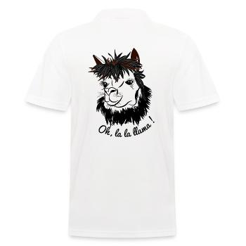 Oh, la la Lama, Llama, Alpaka, Animal, Cool - Männer Poloshirt - Weiß - Hinten - Kai (181cm)