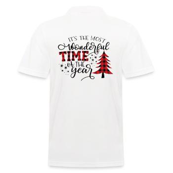 The Most Wonderful Time Tannenbaum Advent Geschenk - Männer Poloshirt - Weiß - Hinten - Kai (181cm)