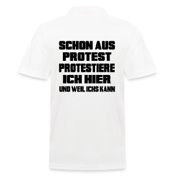 Mensch protestiert Protest-Statement "dagegen" - Männer Poloshirt - Weiß - Hinten - Kai (181cm)