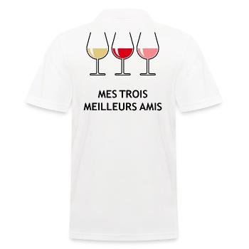 Mes Trois Meilleurs Amis (Vin / Bombé Ouvert) - Polo Homme - blanc - Dos - Kai (181cm)