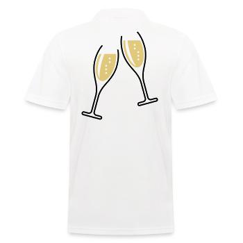 2 Glasses Of Sparkling Wine (Oval / Open / 2C) - Men's Polo Shirt - white - Back - Kai (181cm)