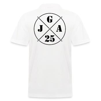 JGA 25 (Junggesellenabschied 2025 Kreis Symbol B) - Männer Poloshirt - Weiß - Hinten - Kai (181cm)