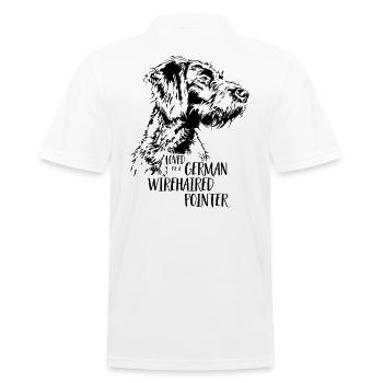 Loved by a German Wirehaired Pointer Hundespruch - Männer Poloshirt - Weiß - Hinten - Kai (181cm)