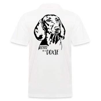 Dackel loved by a Doxie Hunde Spruch Wilsigns - Männer Poloshirt - Weiß - Hinten - Kai (181cm)