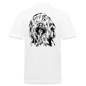 Berger de Brie BRIARD Dog portrait Wilsign's dogs - Men's Polo Shirt - white - Back - Kai (181cm)