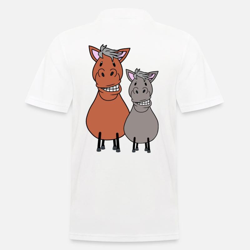 Dickes Pferd Pony Freunde Freundschaft Pferdenarr - Männer Poloshirt - Weiß