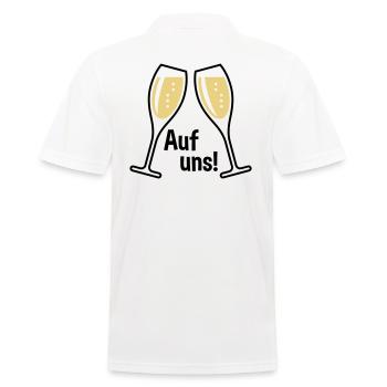 XAuf Uns! 2 Sektgläser (Sekt / Oval / Zu / 2C) - Männer Poloshirt - Weiß - Hinten - Kai (181cm)