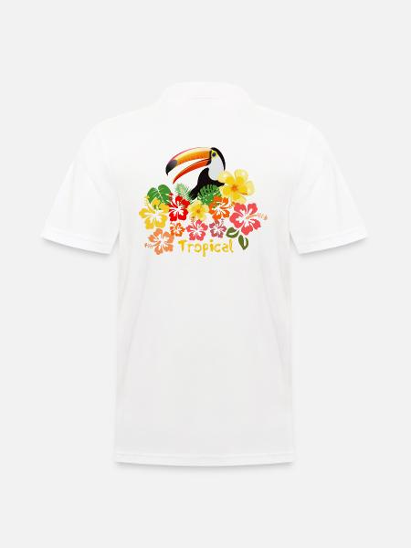 Toucan hibiscus fleurs été vacances forêt tropicale - Polo Homme - blanc