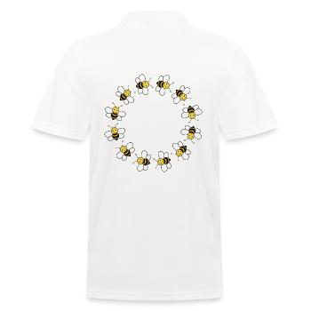 Bienen im Kreis - Männer Poloshirt - Weiß - Hinten - Kai (181cm)