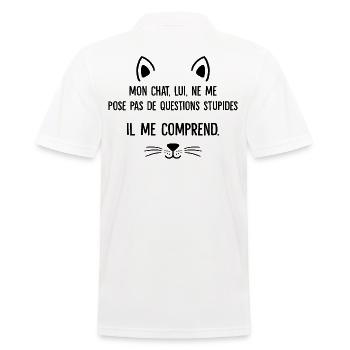 mon chat - Polo Homme - blanc - Dos - Kai (181cm)
