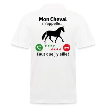 Mon cheval m'appelle faut quẹ j'y aille - Polo Homme - blanc - Dos - Kai (181cm)