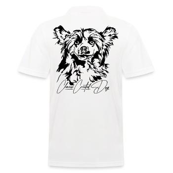 CHINESE CRESTED DOG Powderpuff Portrait Wilsigns - Männer Poloshirt - Weiß - Hinten - Kai (181cm)