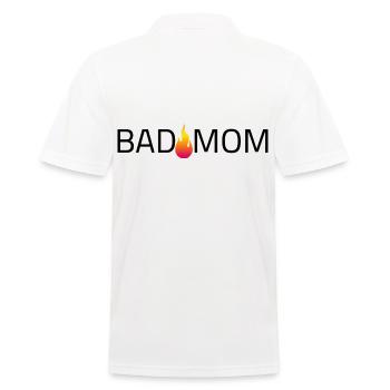 Bad Mom Schriftzug Logo Flamme - Männer Poloshirt - Weiß - Hinten - Kai (181cm)
