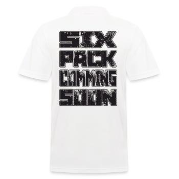 SIX PACK COMMIMG SOON Training GYM Gift - Men's Polo Shirt - white - Back - Kai (181cm)