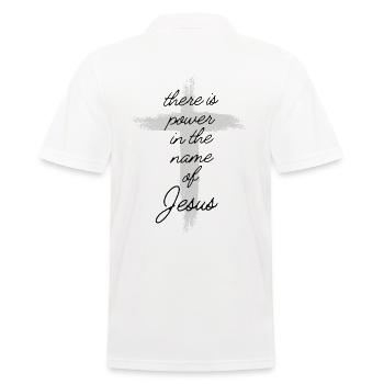 Jesus Christus Kreuz Glauben Spruch Geschenk - Männer Poloshirt - Weiß - Hinten - Kai (181cm)