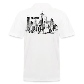 Seattle Skyline Space Needle - Männer Poloshirt - Weiß - Hinten - Kai (181cm)