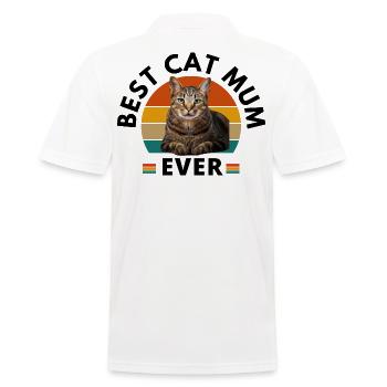BEST CAT MUM EVER - Men's Polo Shirt - white - Back - Kai (181cm)