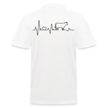 cow heartbeat cow farm farmer farmer funny - Men's Polo Shirt - white - Back - Kai (181cm)